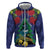 New Zealand Christmas In July Zip Hoodie Kowhai Tui Bird With Pohutukawa - Blue