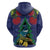 New Zealand Christmas In July Zip Hoodie Kowhai Tui Bird With Pohutukawa - Blue