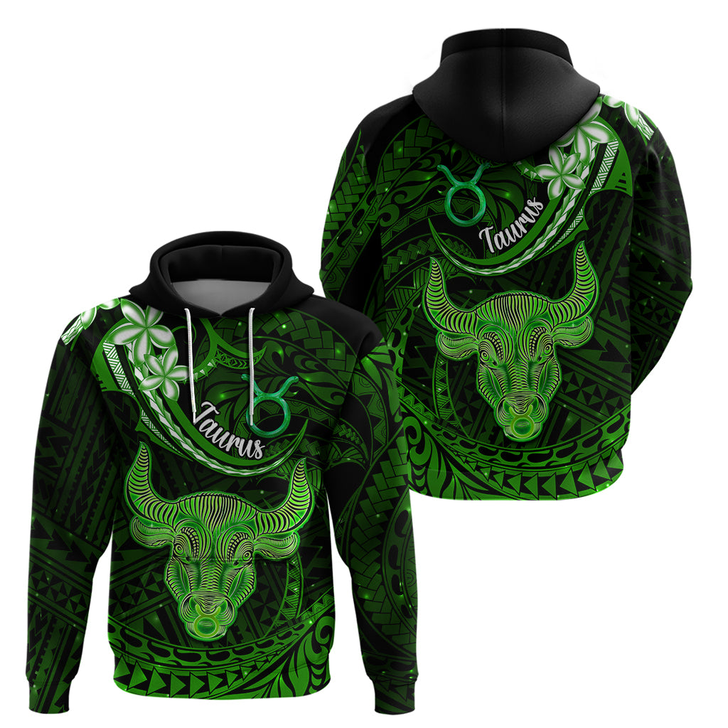 Polynesian Pride Taurus Zodiac Hoodie Astrological Sign Tribal Plumeria Green Galaxy LT14 - Polynesian Pride