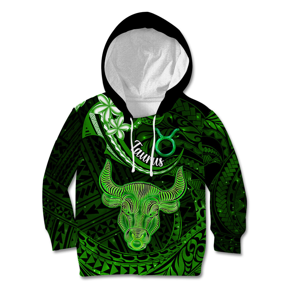 Polynesian Pride Taurus Zodiac Kid Hoodie Astrological Sign Tribal Plumeria Green Galaxy LT14 Hoodie Green - Polynesian Pride