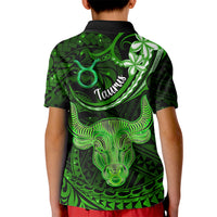 Polynesian Pride Taurus Zodiac Kid Polo Shirt Astrological Sign Tribal Plumeria Green Galaxy LT14 - Polynesian Pride
