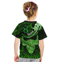 Polynesian Pride Taurus Zodiac Kid T Shirt Astrological Sign Tribal Plumeria Green Galaxy LT14 - Polynesian Pride