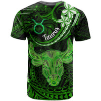 Polynesian Pride Taurus Zodiac T Shirt Astrological Sign Tribal Plumeria Green Galaxy LT14 - Polynesian Pride