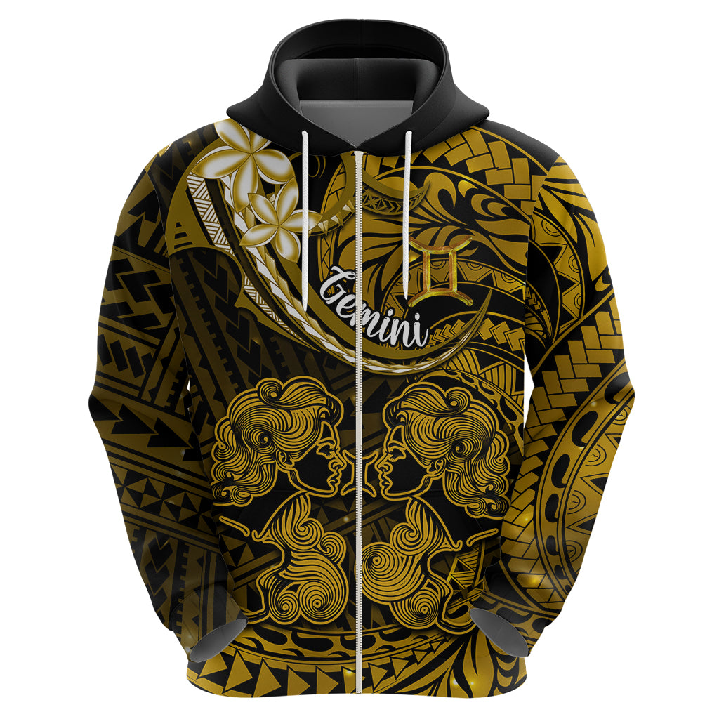 Polynesian Pride Gemini Zodiac Hoodie Astrological Sign Tribal Plumeria Gold Galaxy LT14 - Polynesian Pride