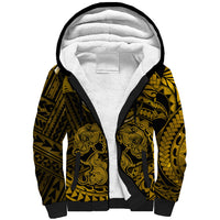 Polynesian Pride Gemini Zodiac Sherpa Hoodie Astrological Sign Tribal Plumeria Gold Galaxy LT14 Unisex Gold - Polynesian Pride