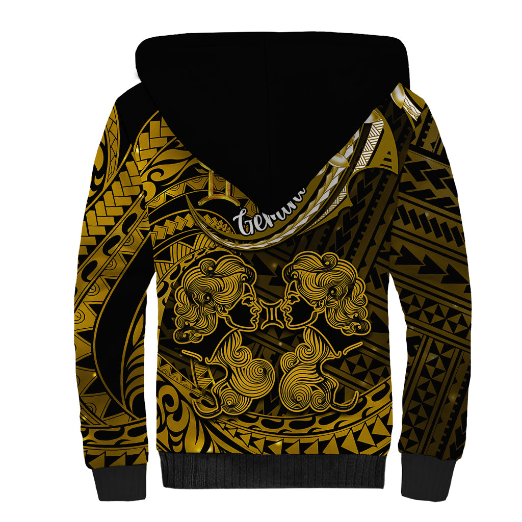 Polynesian Pride Gemini Zodiac Sherpa Hoodie Astrological Sign Tribal Plumeria Gold Galaxy LT14 - Polynesian Pride