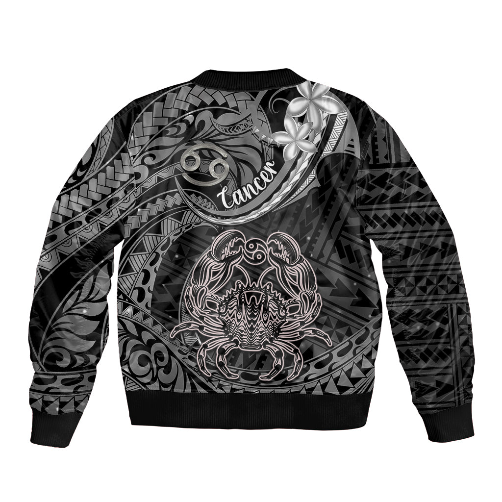 Polynesian Pride Cancer Zodiac Bomber Jacket Astrological Sign Tribal Plumeria Grey Galaxy LT14 - Polynesian Pride
