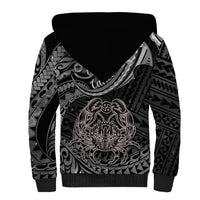 Polynesian Pride Cancer Zodiac Sherpa Hoodie Astrological Sign Tribal Plumeria Grey Galaxy LT14 - Polynesian Pride