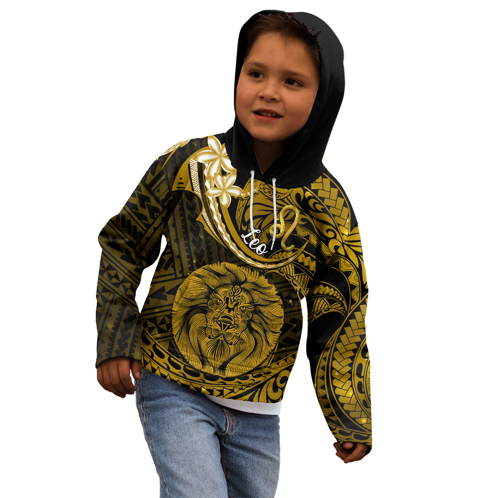 Polynesian Pride Leo Zodiac Kid Hoodie Astrological Sign Tribal Plumeria Gold Galaxy LT14 - Polynesian Pride