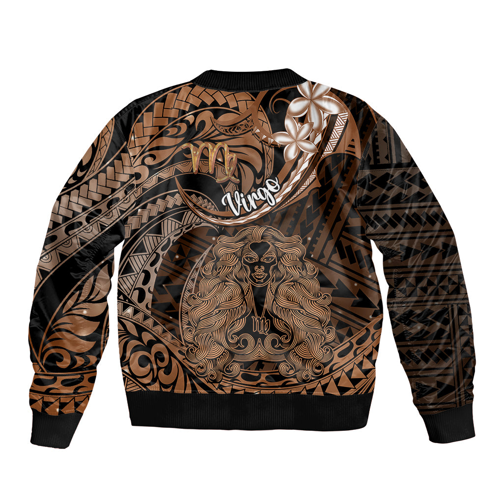 Polynesian Pride Virgo Zodiac Bomber Jacket Astrological Sign Tribal Plumeria Brown Galaxy LT14 - Polynesian Pride