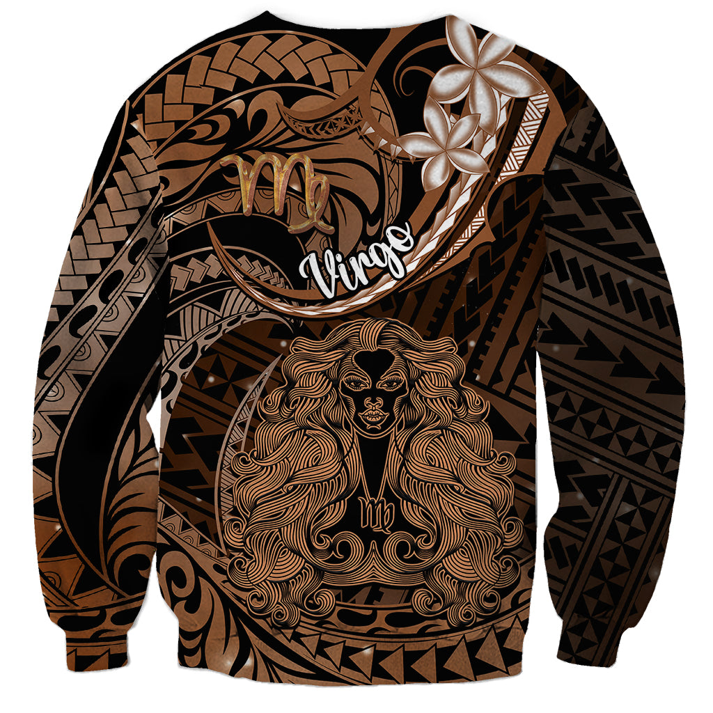 Polynesian Pride Virgo Zodiac Sweatshirt Astrological Sign Tribal Plumeria Brown Galaxy LT14 - Polynesian Pride