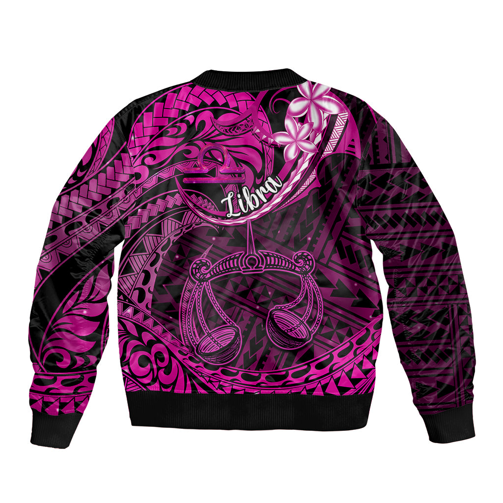 Polynesian Pride Libra Zodiac Bomber Jacket Astrological Sign Tribal Plumeria Pink Galaxy LT14 - Polynesian Pride