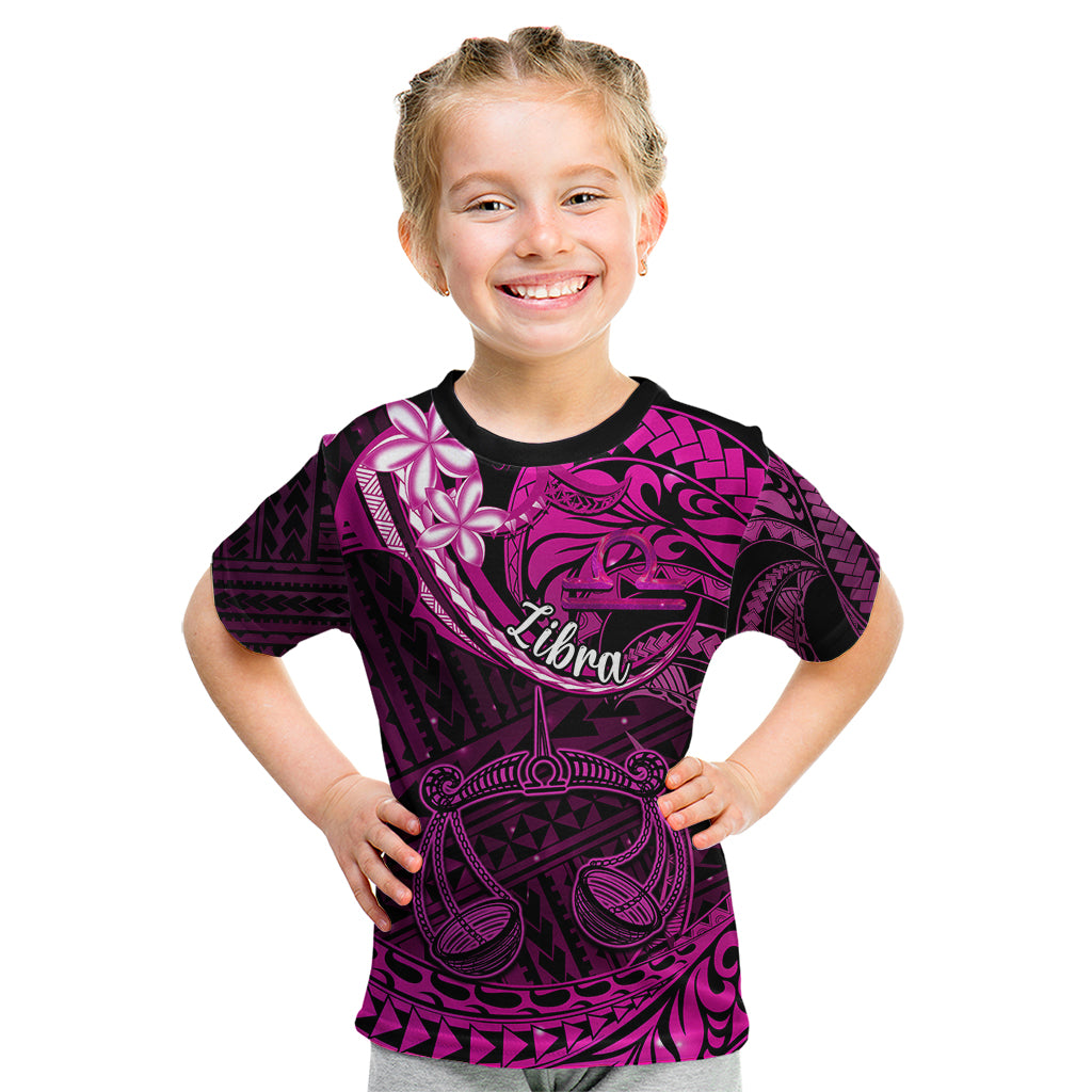 Polynesian Pride Libra Zodiac Kid T Shirt Astrological Sign Tribal Plumeria Pink Galaxy LT14 Pink - Polynesian Pride