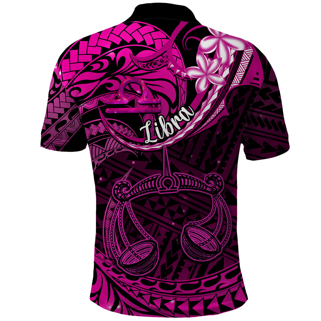 Polynesian Pride Libra Zodiac Polo Shirt Astrological Sign Tribal Plumeria Pink Galaxy LT14 - Polynesian Pride