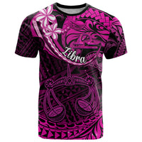 Polynesian Pride Libra Zodiac T Shirt Astrological Sign Tribal Plumeria Pink Galaxy LT14 Pink - Polynesian Pride