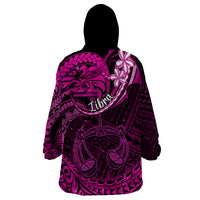 Polynesian Pride Libra Zodiac Wearable Blanket Hoodie Astrological Sign Tribal Plumeria Pink Galaxy LT14 - Polynesian Pride