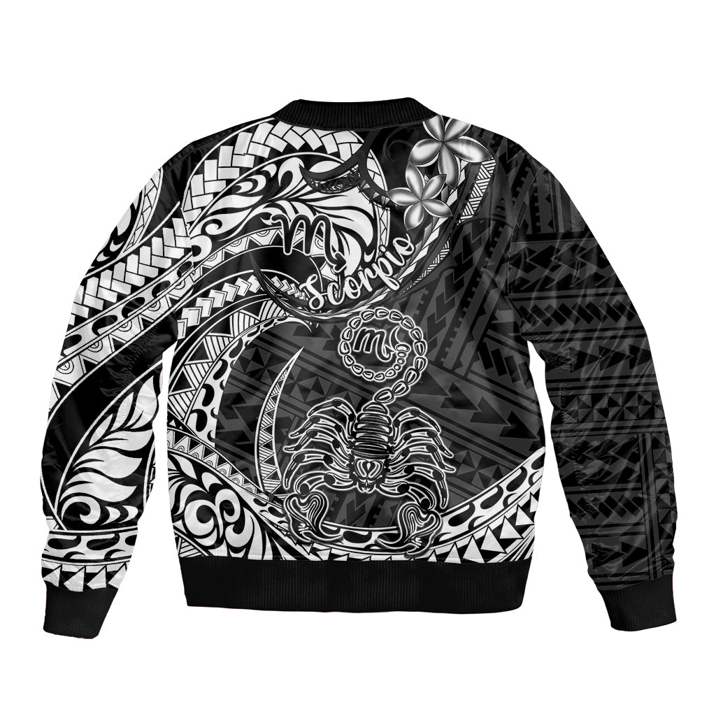 Polynesian Pride Scorpio Zodiac Bomber Jacket Astrological Sign Tribal Plumeria Black LT14 - Polynesian Pride