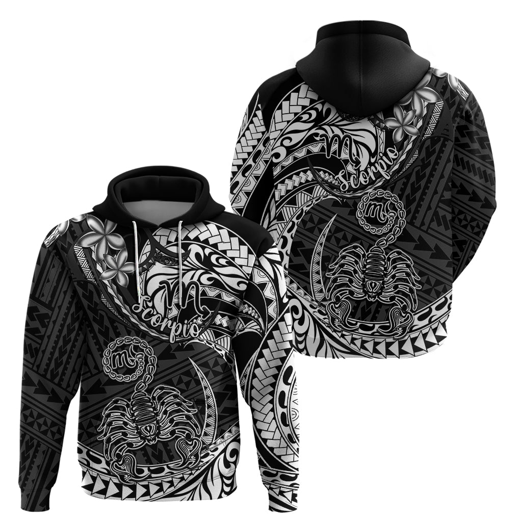 Polynesian Pride Scorpio Zodiac Hoodie Astrological Sign Tribal Plumeria Black LT14 - Polynesian Pride