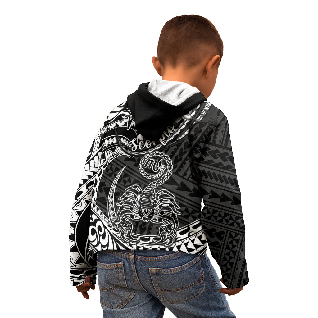 Polynesian Pride Scorpio Zodiac Kid Hoodie Astrological Sign Tribal Plumeria Black LT14 - Polynesian Pride