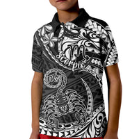Polynesian Pride Scorpio Zodiac Kid Polo Shirt Astrological Sign Tribal Plumeria Black LT14 Kid Black - Polynesian Pride