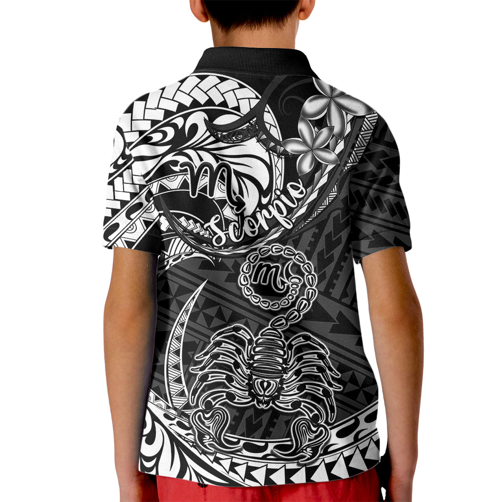 Polynesian Pride Scorpio Zodiac Kid Polo Shirt Astrological Sign Tribal Plumeria Black LT14 - Polynesian Pride