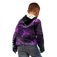 Polynesian Pride Sagittarius Zodiac Kid Hoodie Astrological Sign Tribal Plumeria Purple Galaxy LT14 - Polynesian Pride