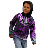 Polynesian Pride Sagittarius Zodiac Kid Hoodie Astrological Sign Tribal Plumeria Purple Galaxy LT14 - Polynesian Pride