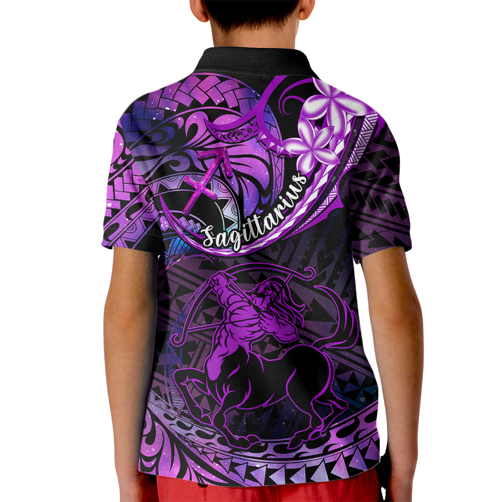 Polynesian Pride Sagittarius Zodiac Kid Polo Shirt Astrological Sign Tribal Plumeria Purple Galaxy LT14 - Polynesian Pride