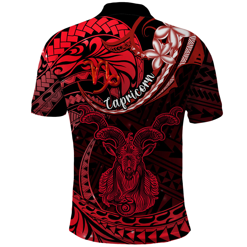 Polynesian Pride Capricorn Zodiac Polo Shirt Astrological Sign Tribal Plumeria Red Galaxy LT14 - Polynesian Pride