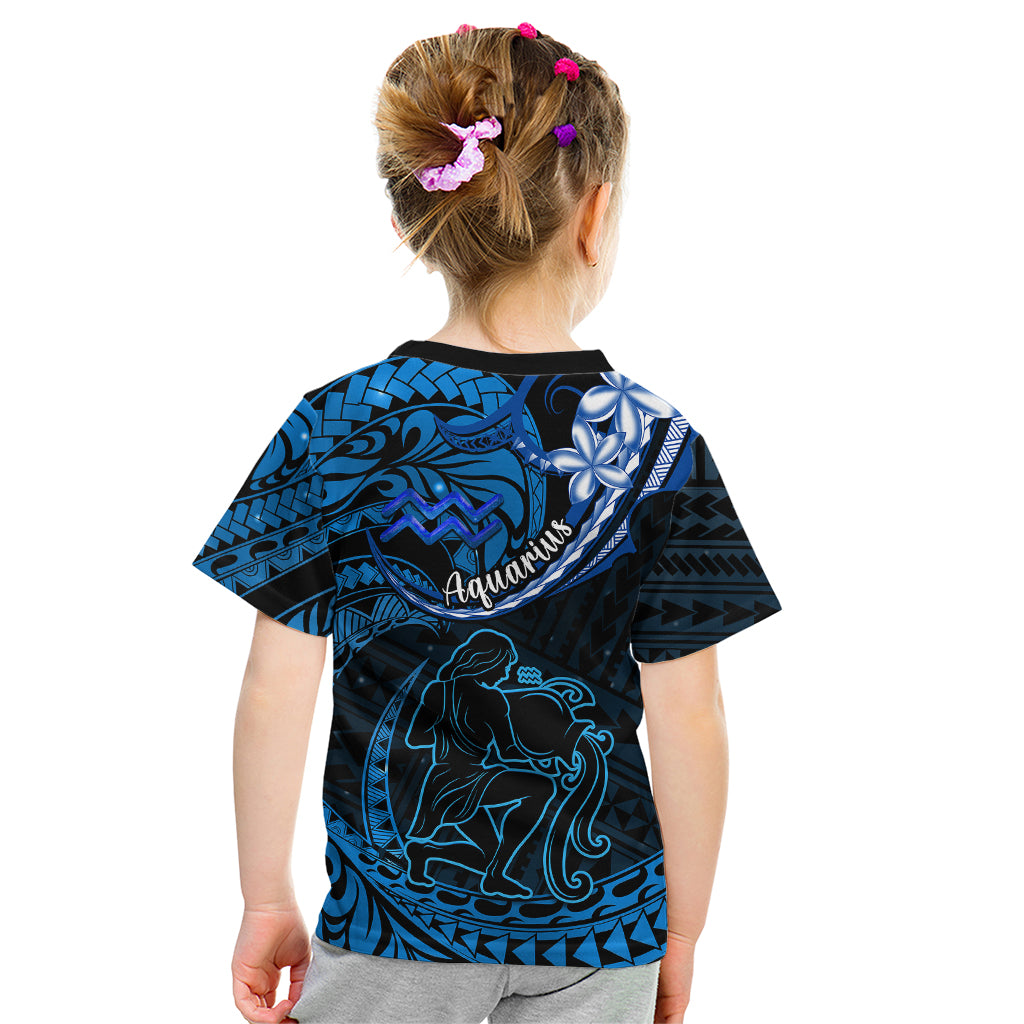 Polynesian Pride Aquarius Zodiac Kid T Shirt Astrological Sign Tribal Plumeria Blue Galaxy LT14 - Polynesian Pride