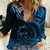 Polynesian Pride Aquarius Zodiac Women Casual Shirt Astrological Sign Tribal Plumeria Blue Galaxy LT14 Female Blue - Polynesian Pride