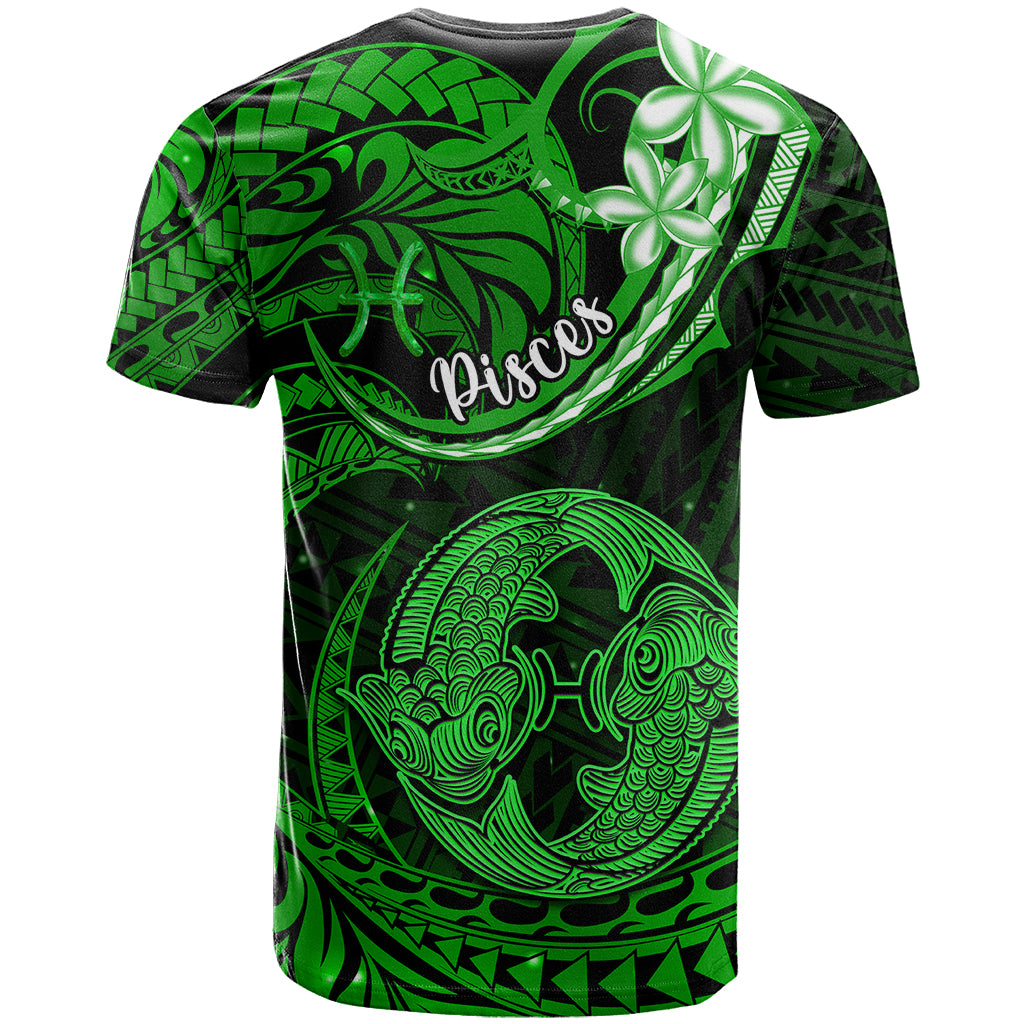 Polynesian Pride Pisces Zodiac T Shirt Astrological Sign Tribal Plumeria Green Galaxy LT14 - Polynesian Pride