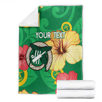 Custom Vanuatu Cricket Blanket 2024 Tropical Flowers Version