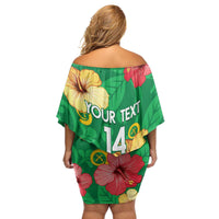 Custom Vanuatu Cricket Family Matching Off Shoulder Short Dress and Hawaiian Shirt 2024 Tropical Flowers Version