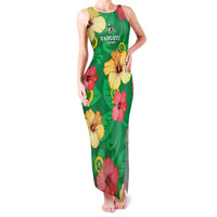 Custom Vanuatu Cricket Family Matching Tank Maxi Dress and Hawaiian Shirt 2024 Tropical Flowers Version