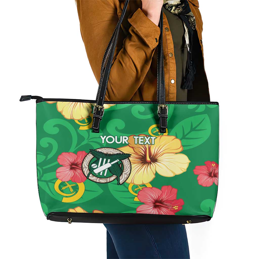 Custom Vanuatu Cricket Leather Tote Bag 2024 Tropical Flowers Version LT14 - Polynesian Pride