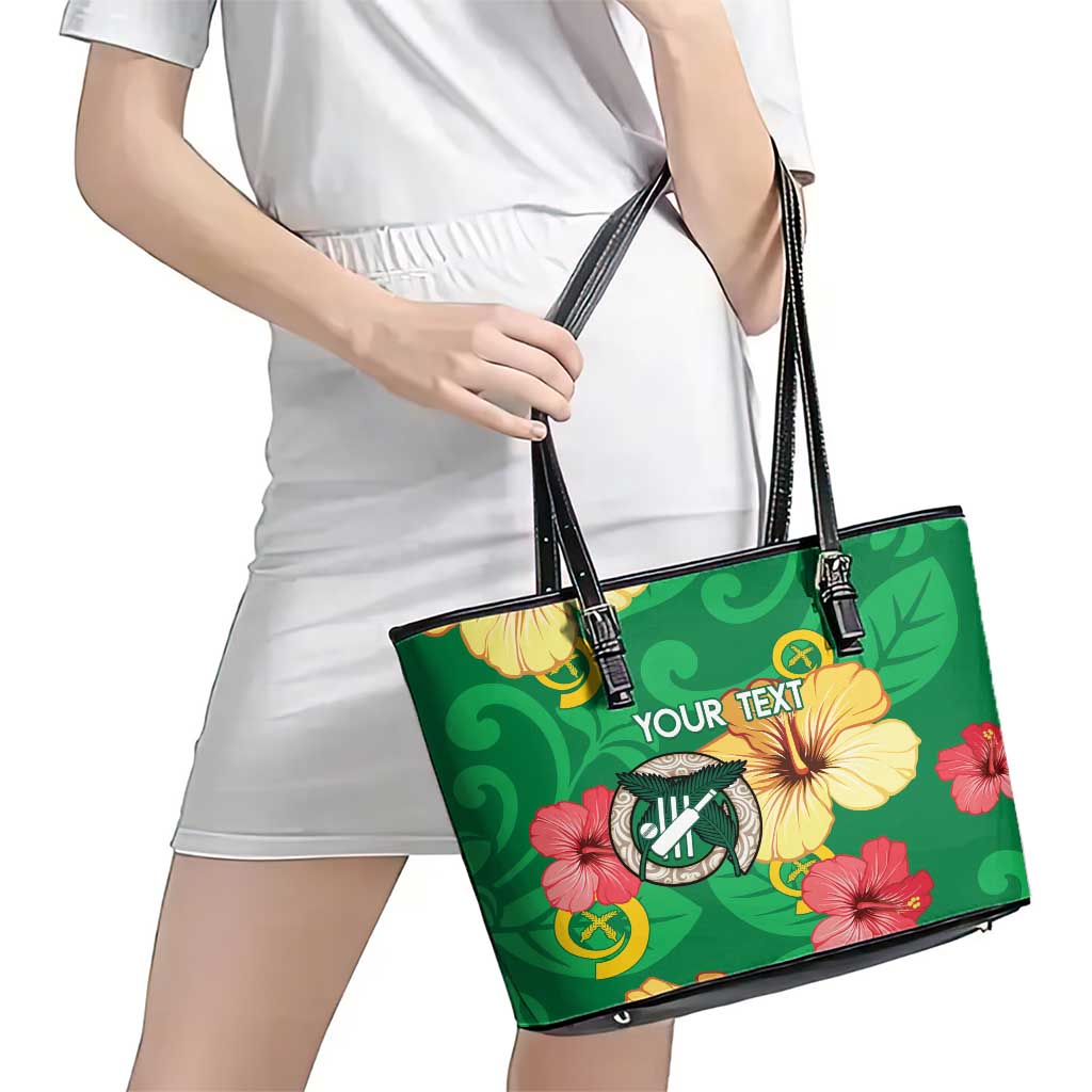 Custom Vanuatu Cricket Leather Tote Bag 2024 Tropical Flowers Version LT14 - Polynesian Pride