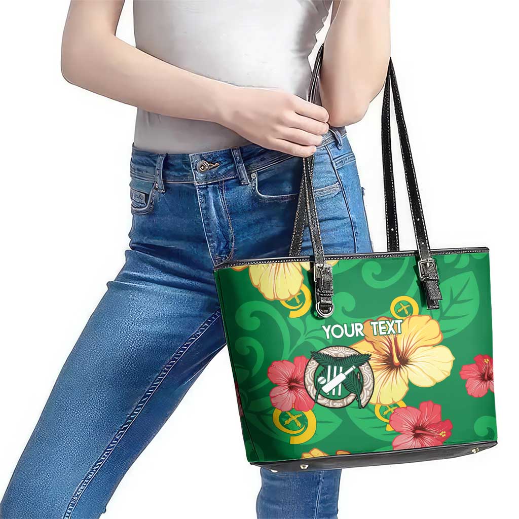Custom Vanuatu Cricket Leather Tote Bag 2024 Tropical Flowers Version LT14 - Polynesian Pride