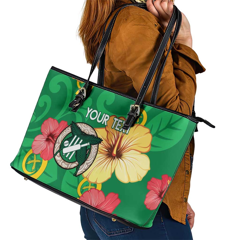 Custom Vanuatu Cricket Leather Tote Bag 2024 Tropical Flowers Version LT14 - Polynesian Pride