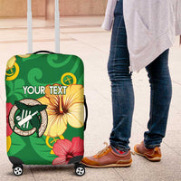 Custom Vanuatu Cricket Luggage Cover 2024 Tropical Flowers Version LT14 Green - Polynesian Pride