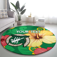 Custom Vanuatu Cricket Round Carpet 2024 Tropical Flowers Version LT14 - Polynesian Pride