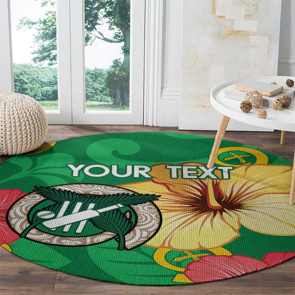 Custom Vanuatu Cricket Round Carpet 2024 Tropical Flowers Version LT14 - Polynesian Pride