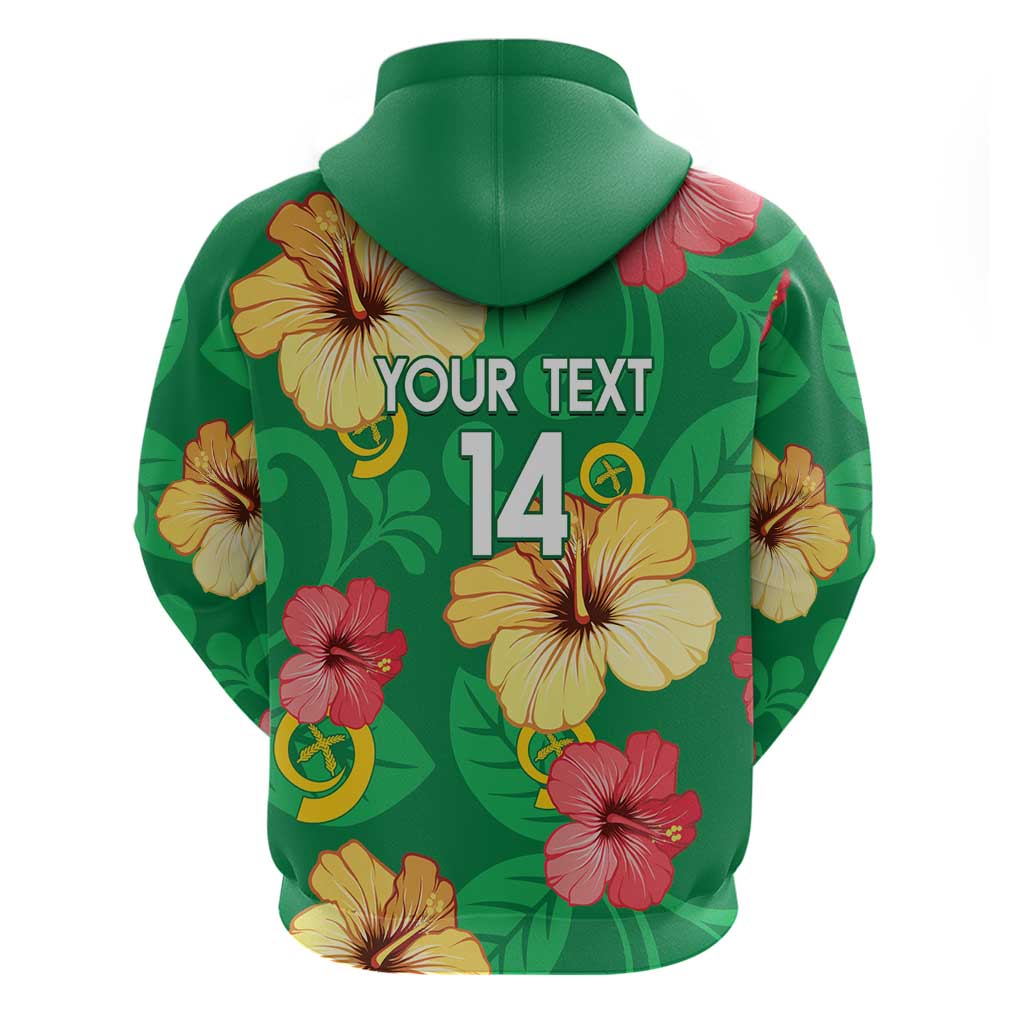 Custom Vanuatu Cricket Zip Hoodie 2024 Tropical Flowers Version