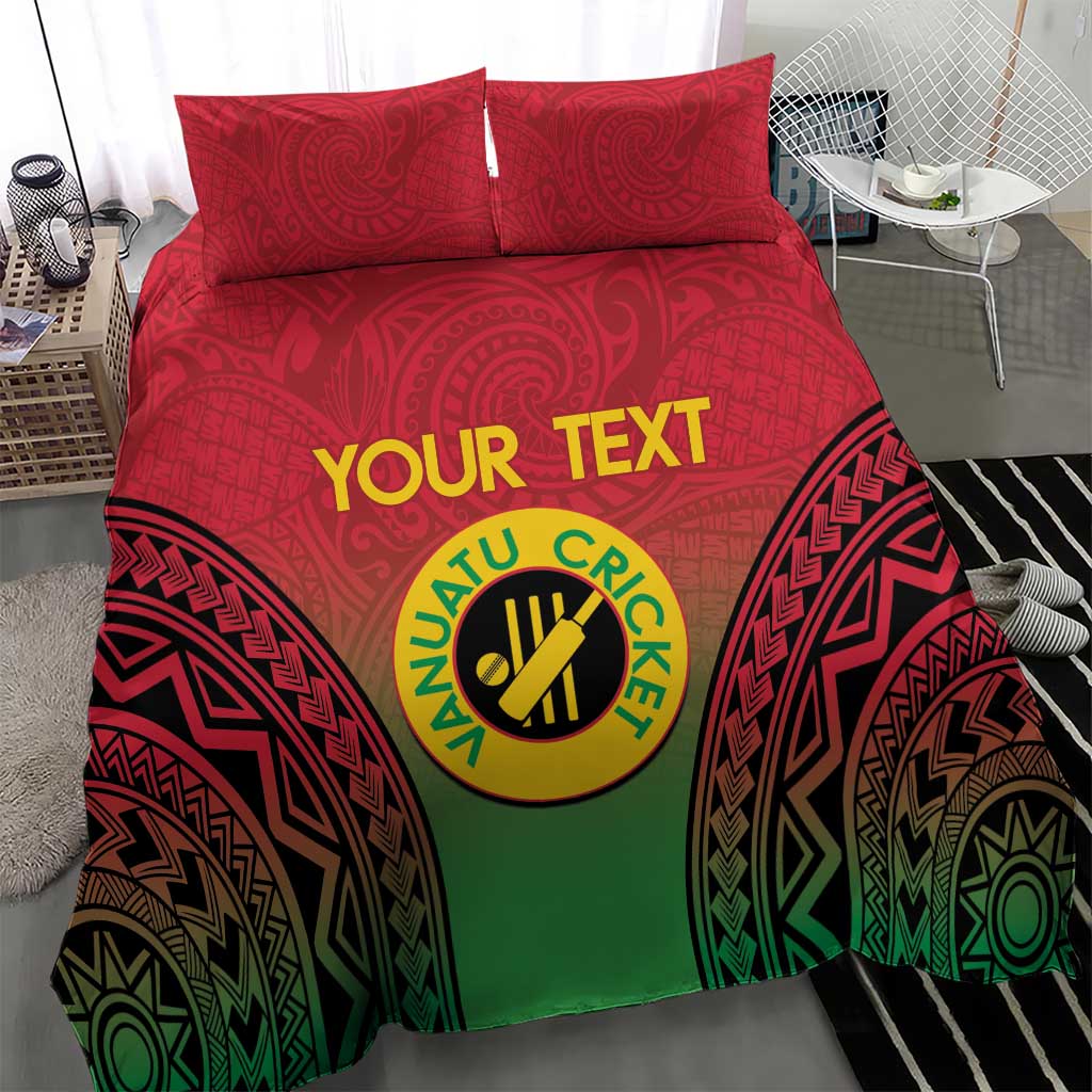 Custom Vanuatu Cricket Bedding Set 2024 Polynesian Pattern Sporty Style