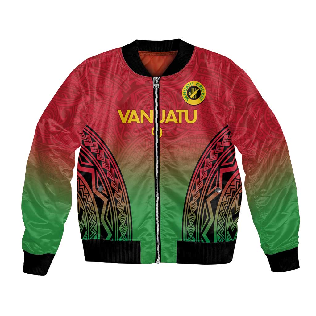 Custom Vanuatu Cricket Bomber Jacket 2024 Polynesian Pattern Sporty Style LT14 Unisex Red - Polynesian Pride