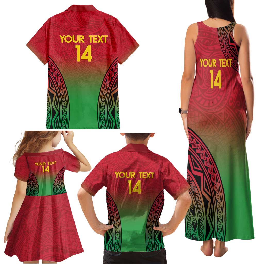 Custom Vanuatu Cricket Family Matching Tank Maxi Dress and Hawaiian Shirt 2024 Polynesian Pattern Sporty Style