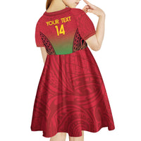 Custom Vanuatu Cricket Kid Short Sleeve Dress 2024 Polynesian Pattern Sporty Style LT14 - Polynesian Pride