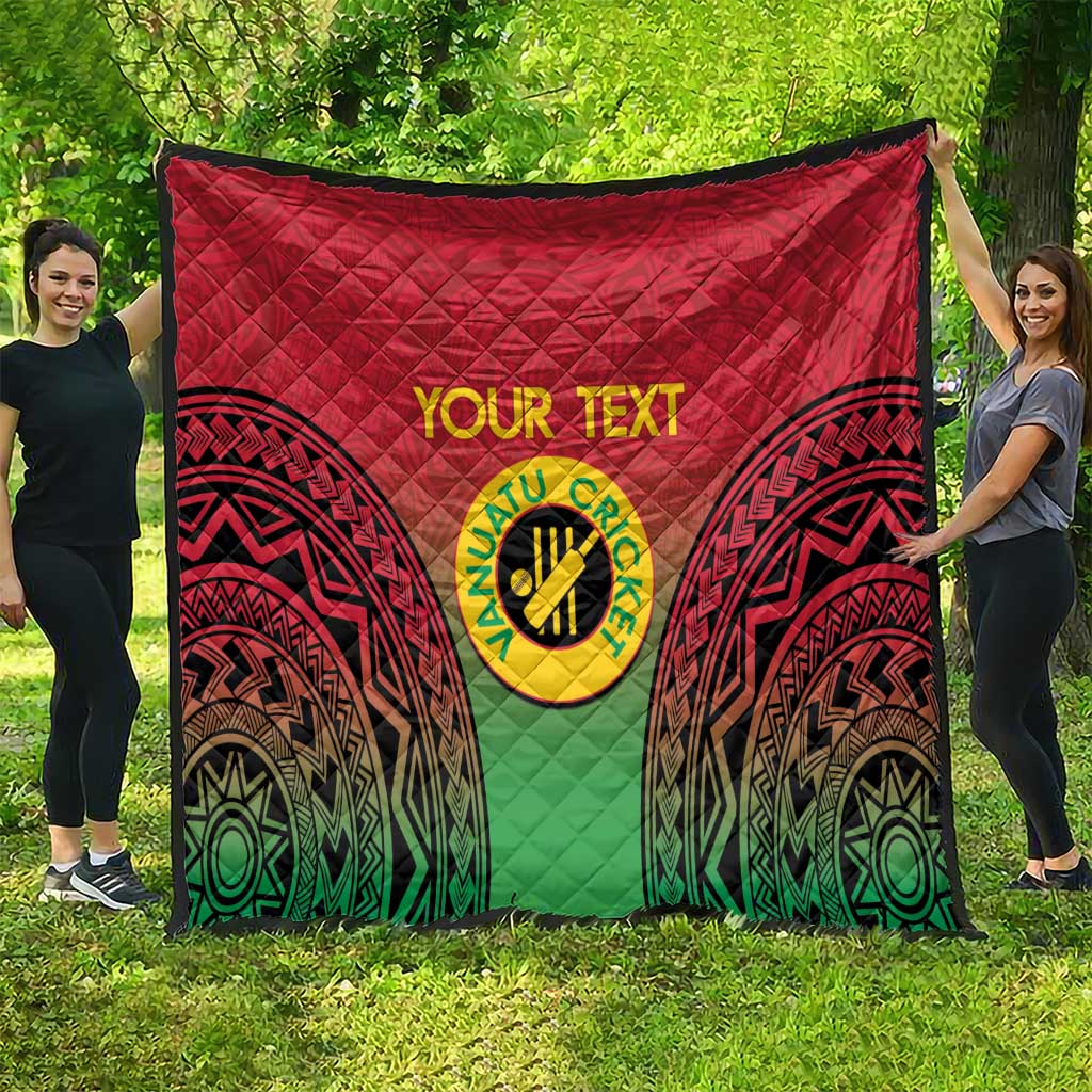 Custom Vanuatu Cricket Quilt 2024 Polynesian Pattern Sporty Style
