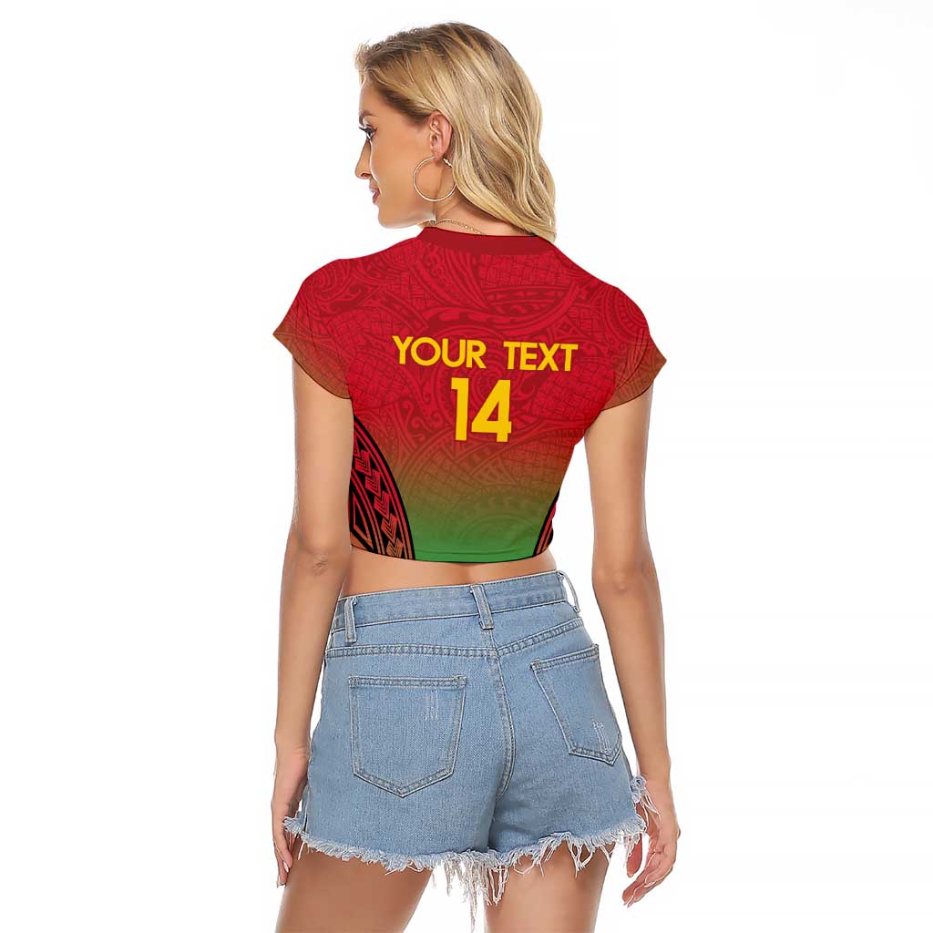 Custom Vanuatu Cricket Raglan Cropped T Shirt 2024 Polynesian Pattern Sporty Style LT14 - Polynesian Pride