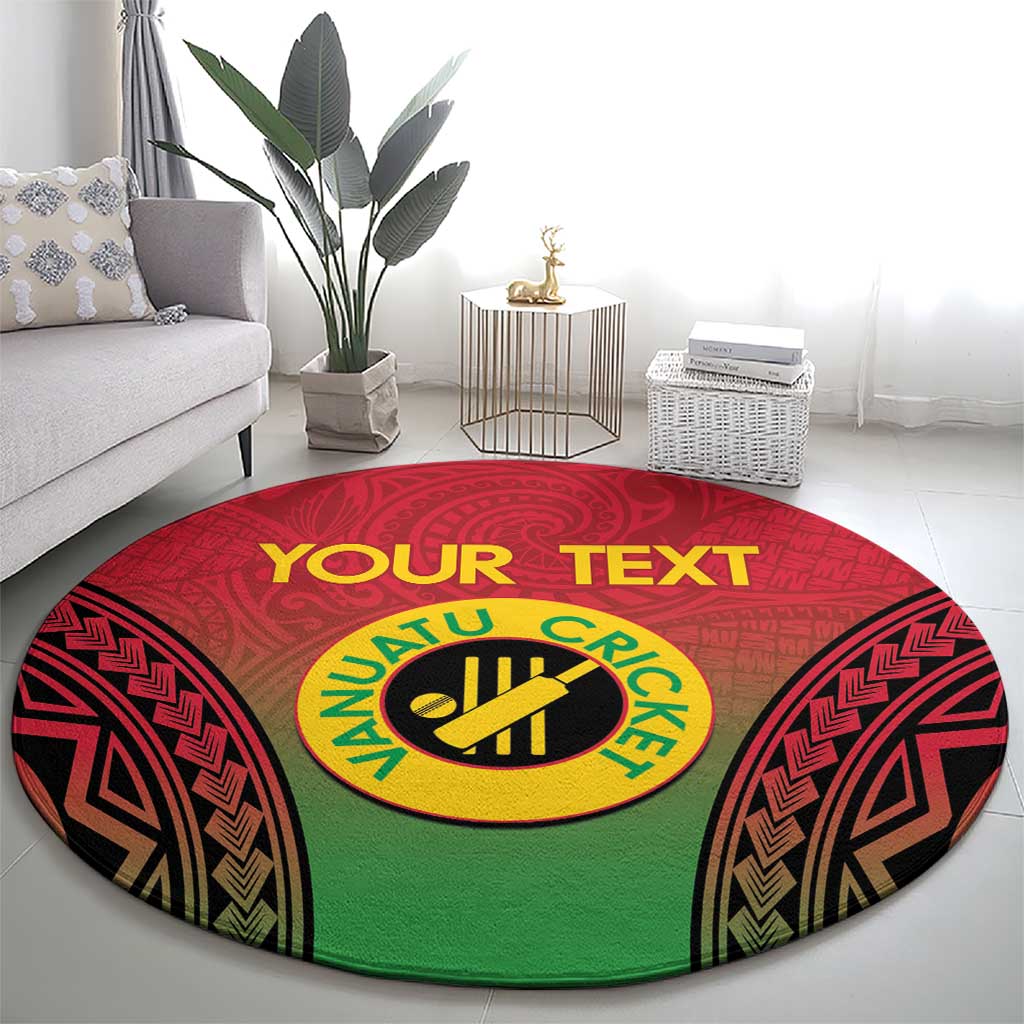 Custom Vanuatu Cricket Round Carpet 2024 Polynesian Pattern Sporty Style LT14 - Polynesian Pride